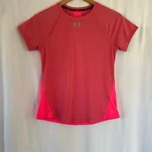 Under Armour Iso-Chill Performance Run Tee | Coral Pink Mesh Sides | Size S |